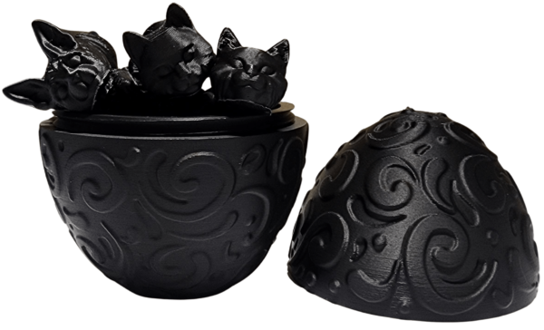 Egg Set with 6 Black Mini Flexi Cats - Image 2
