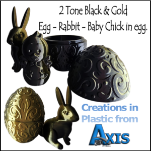 Egg Set Two Tone Black Gold