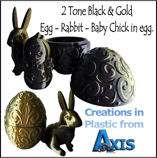 Egg Set Two Tone Black Gold